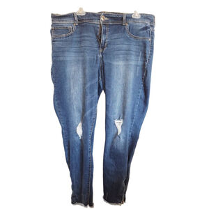 Maurices Blue Distressed Skinny Jeans Plus Size 20 zip ankles stretch